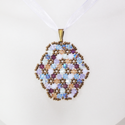 Pendant 40cm - Shea Oval-Violet Organza - Pendant 40cm - Laiton bronze